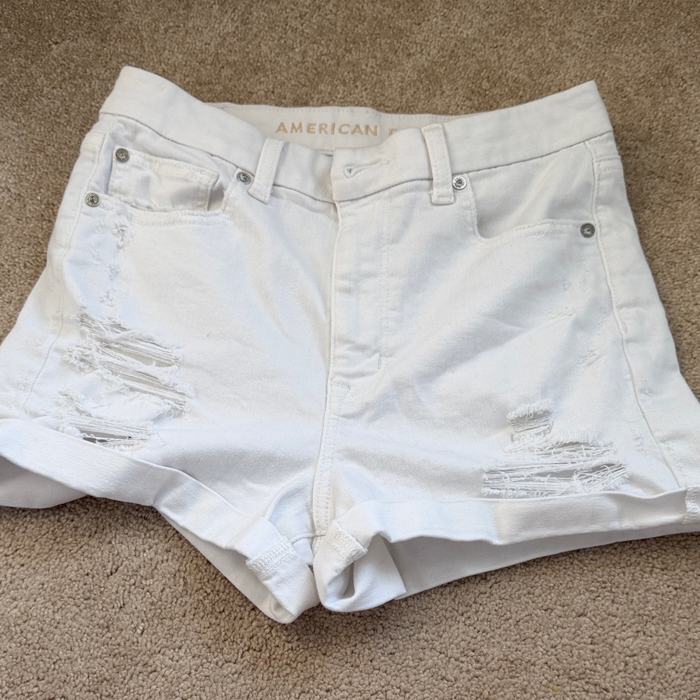 American Eagle Outfitters Women's Distressed White Jean Shorts